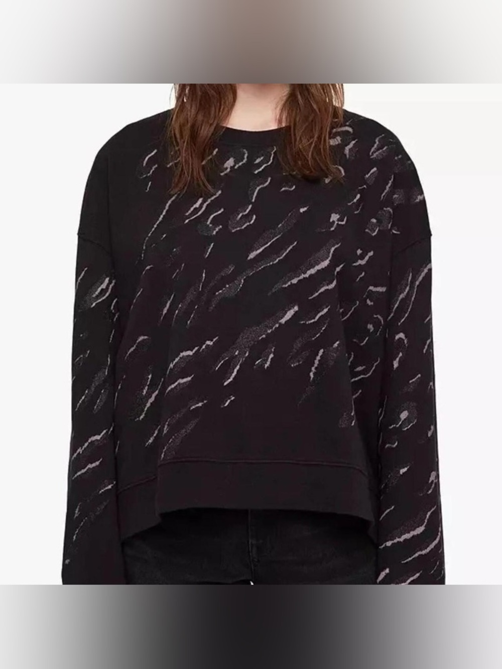 ALL SAINTS Charcoal Patterned Sweatshirt